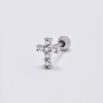 Stainless steel cubic zirconia cross piercing - SSYBJ4892