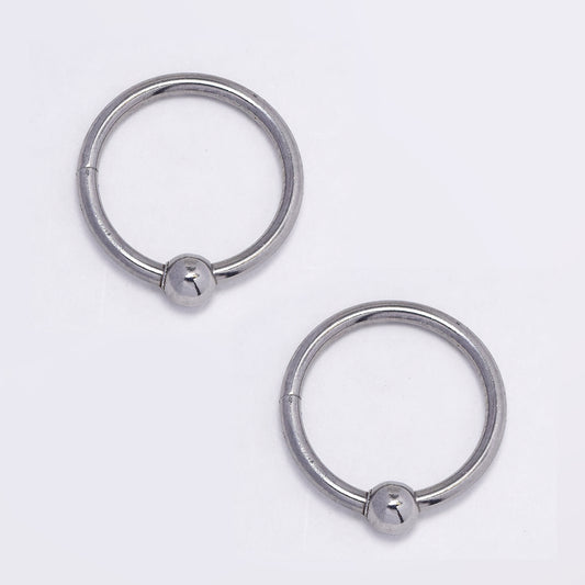 2 Pack Stainless steel 12mm x 1mm hoop and ball nose ring - SSYBJ5156