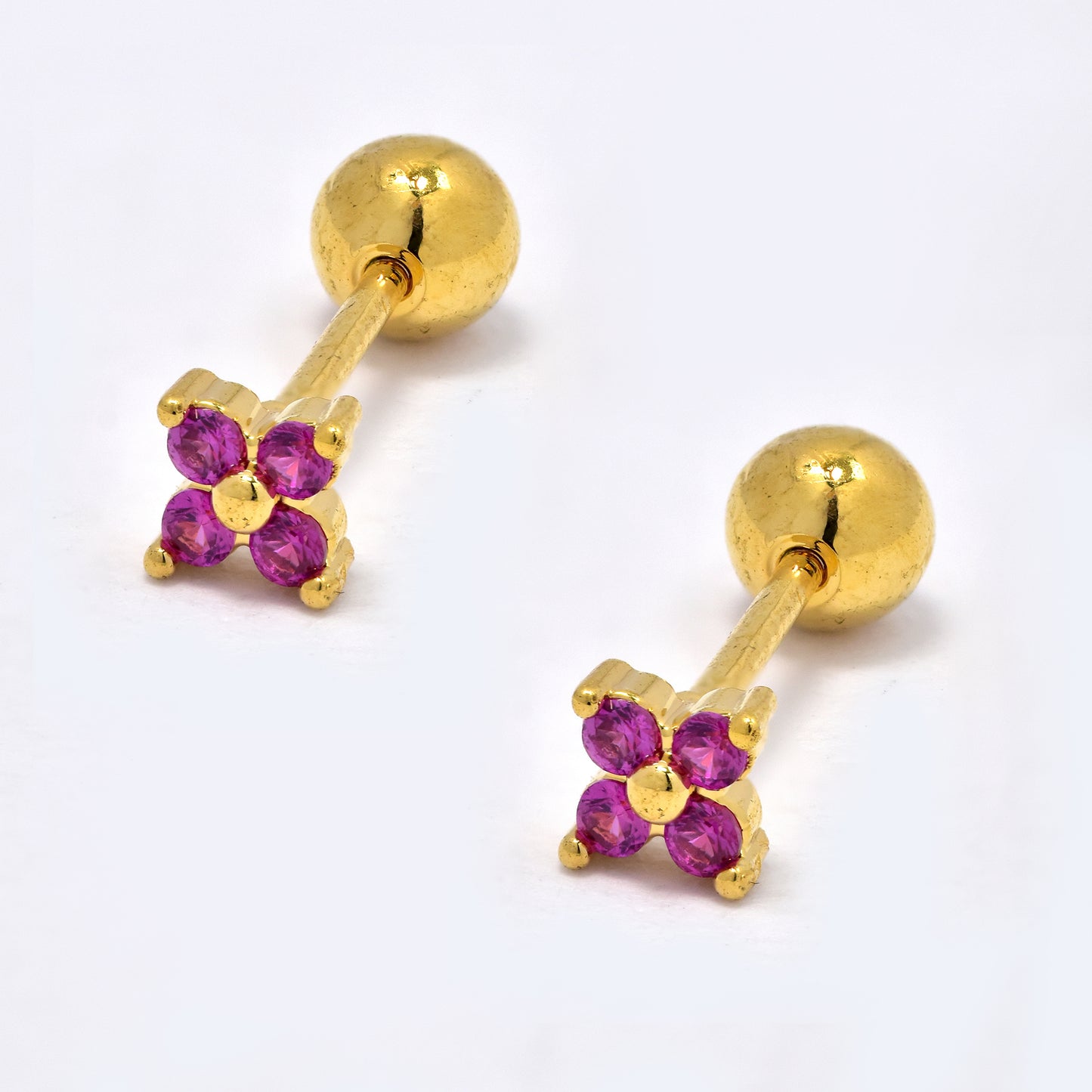 Steel pink flower CZ piercing - 2 pack - SSYBJ5797