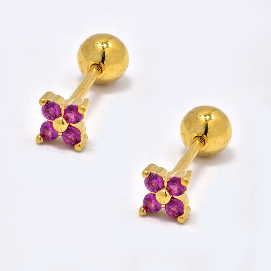 Steel pink flower CZ piercing - 2 pack - SSYBJ5797