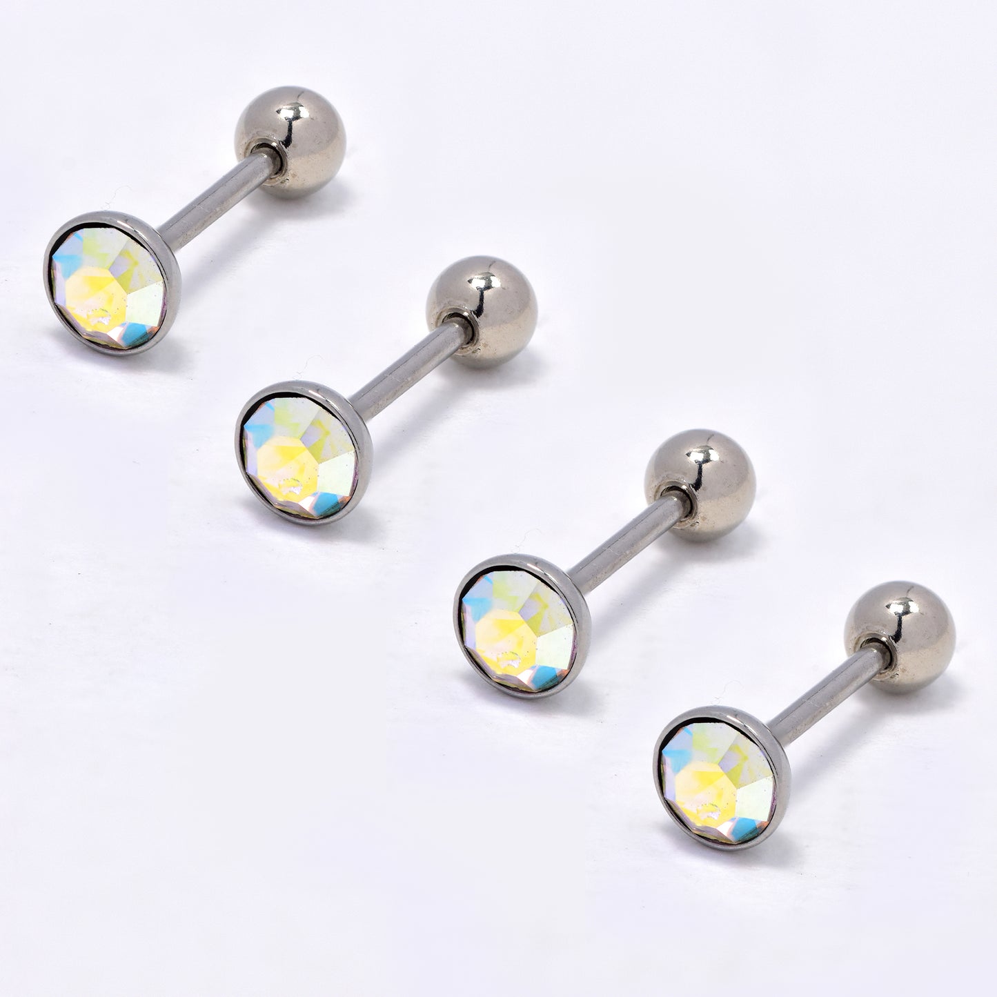 Steel round 4mm crystal piercing - 4 pack - SSYBJ5798