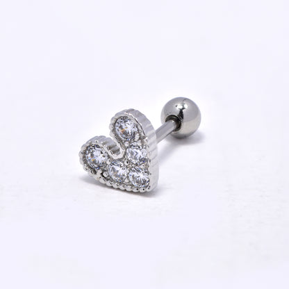 Steel heart CZ piercing - 2 pack - SSYBJ5800