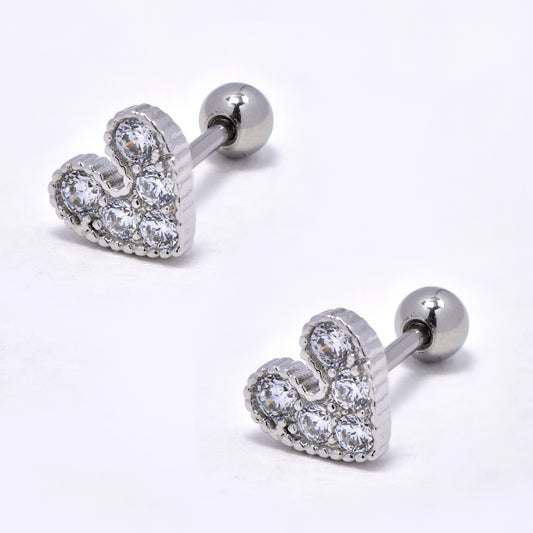 Steel heart CZ piercing - 2 pack - SSYBJ5800