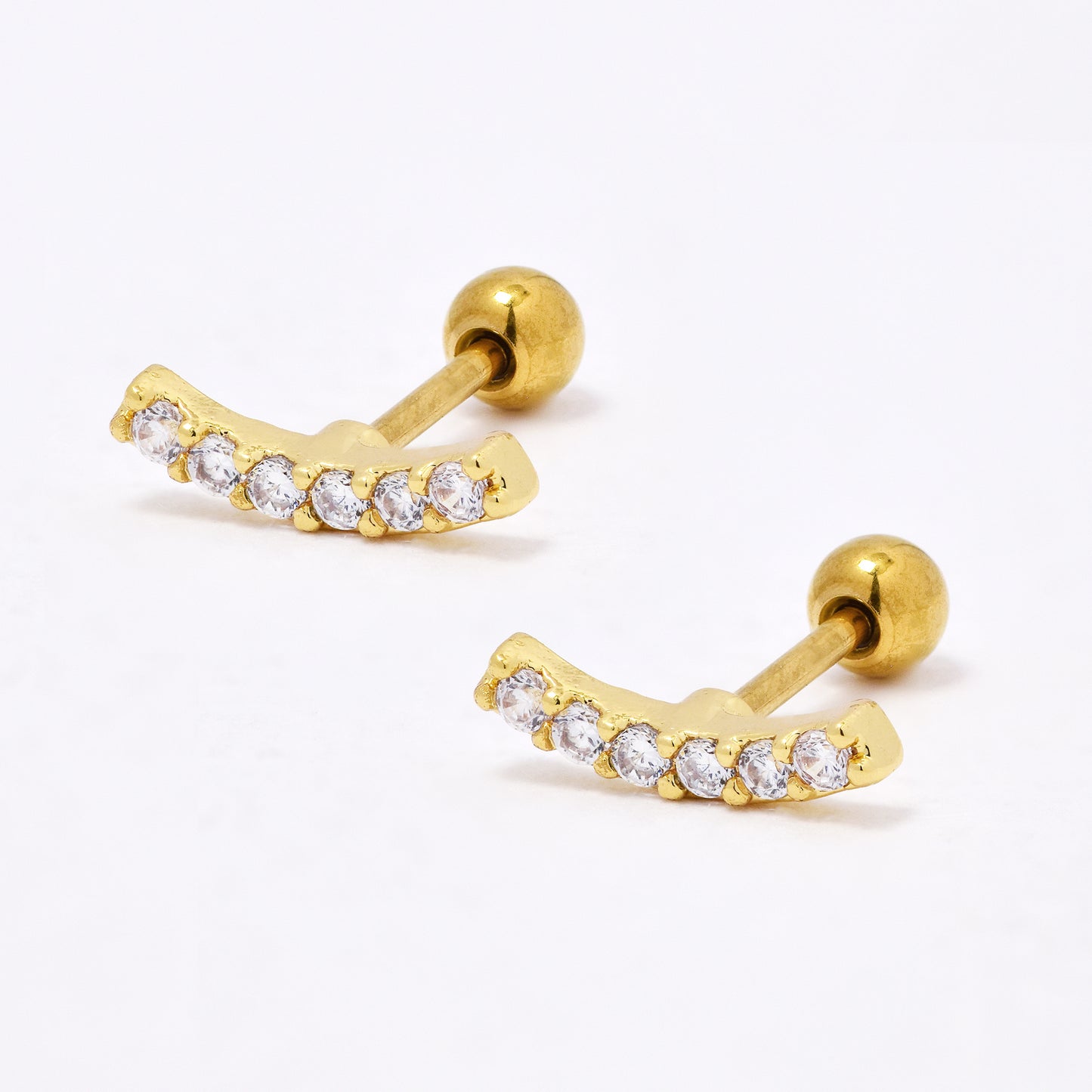 SSYBJ6662 - St Steel 2 pack 10mm x 1.8mm CZ curved bar cartilage piercing