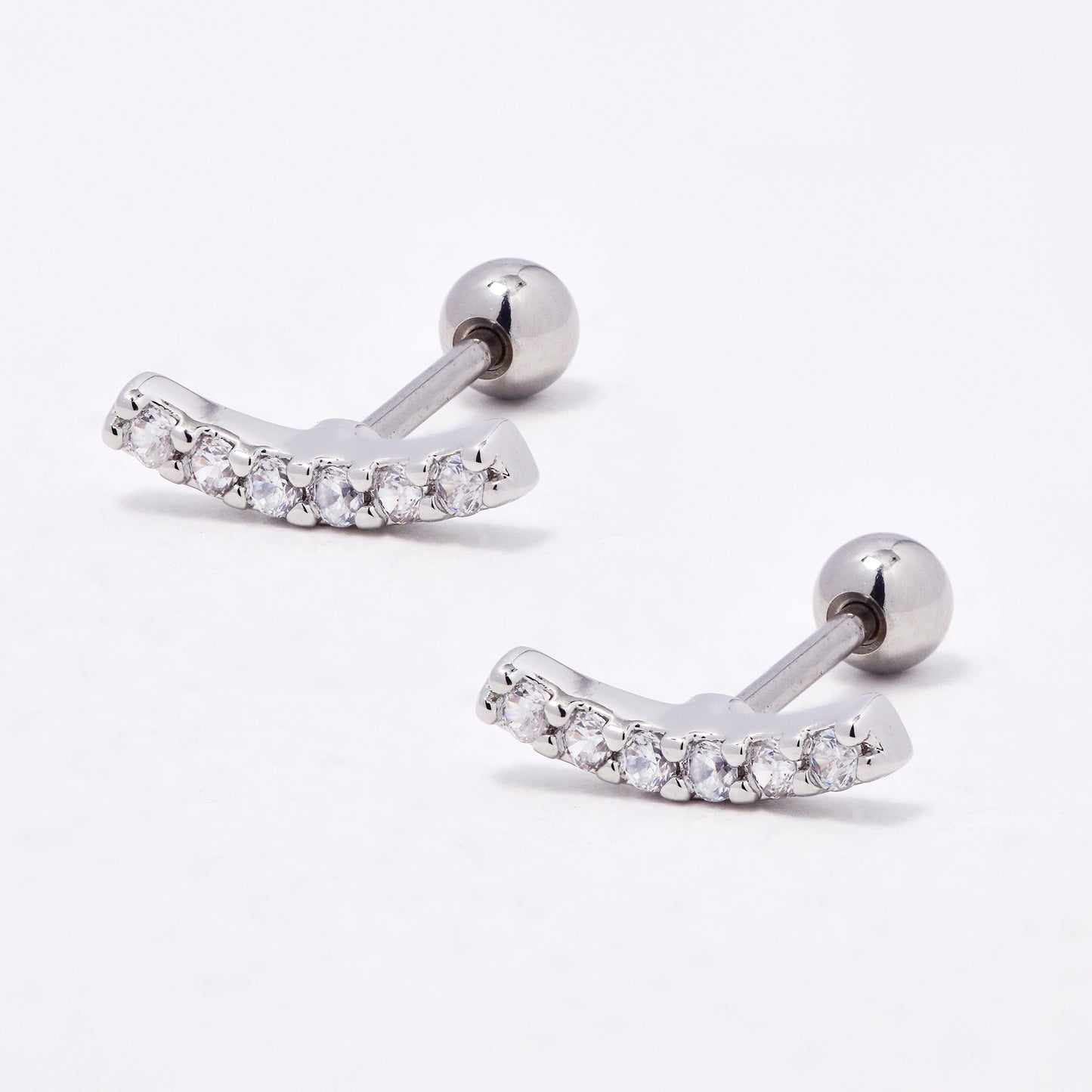 SSYBJ6662 - St Steel 2 pack 10mm x 1.8mm CZ curved bar cartilage piercing