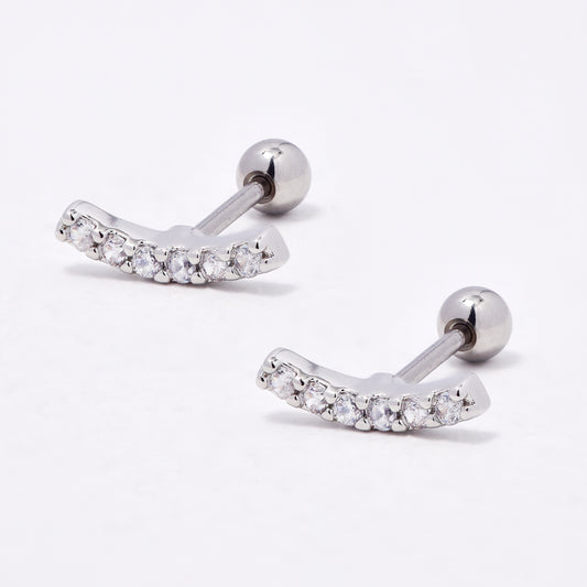 SSYBJ6662 - St Steel 2 pack 10mm x 1.8mm CZ curved bar cartilage piercing