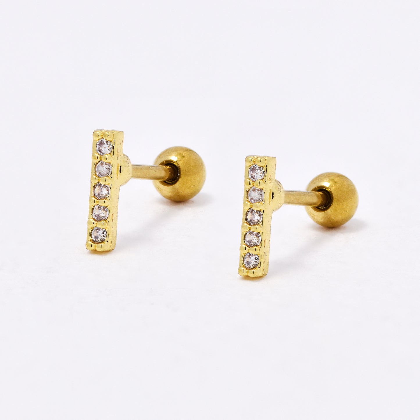 SSYBJ6663 - St Steel 2 pack 6mm x 1.2mm CZ bar cartilage piercing