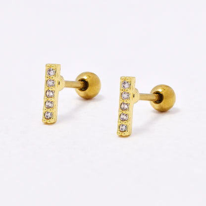 SSYBJ6663 - St Steel 2 pack 6mm x 1.2mm CZ bar cartilage piercing