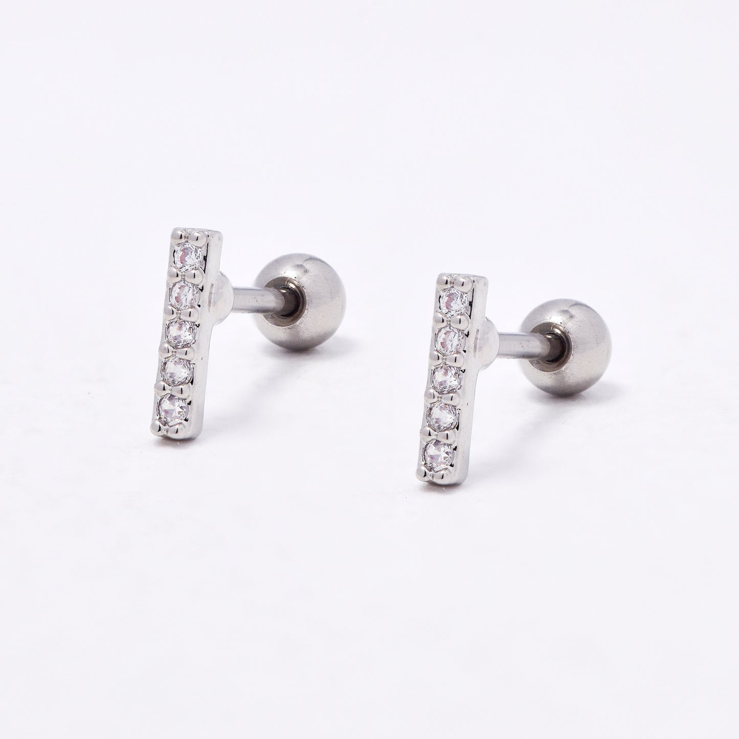 SSYBJ6663 - St Steel 2 pack 6mm x 1.2mm CZ bar cartilage piercing