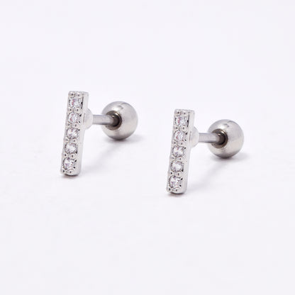 SSYBJ6663 - St Steel 2 pack 6mm x 1.2mm CZ bar cartilage piercing