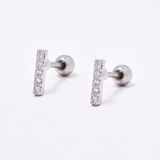 SSYBJ6663 - St Steel 2 pack 6mm x 1.2mm CZ bar cartilage piercing