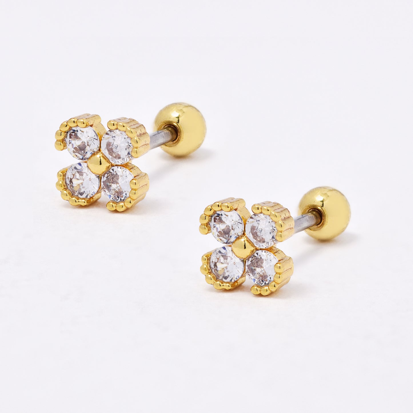 SSYBJ6665 - St Steel 2 pack 5mm CZ flower cartilage piercing