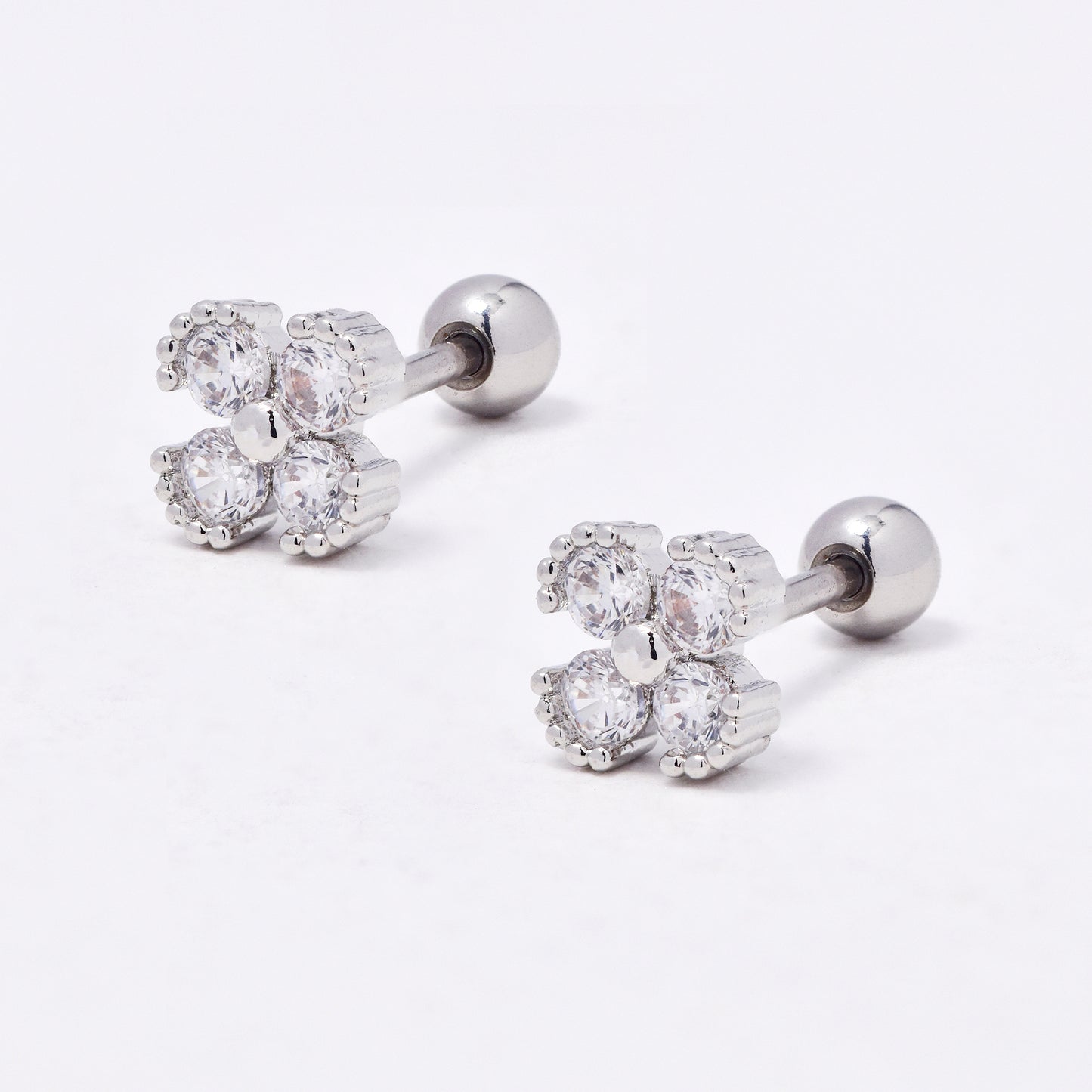 SSYBJ6665 - St Steel 2 pack 5mm CZ flower cartilage piercing