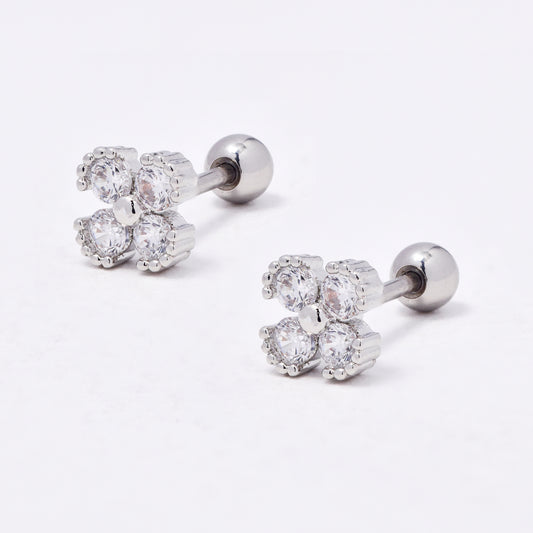 SSYBJ6665 - St Steel 2 pack 5mm CZ flower cartilage piercing