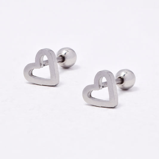 SSYBJ6668 - St Steel 2 pack 5mm x 5.5mm open heart cartilage piercing