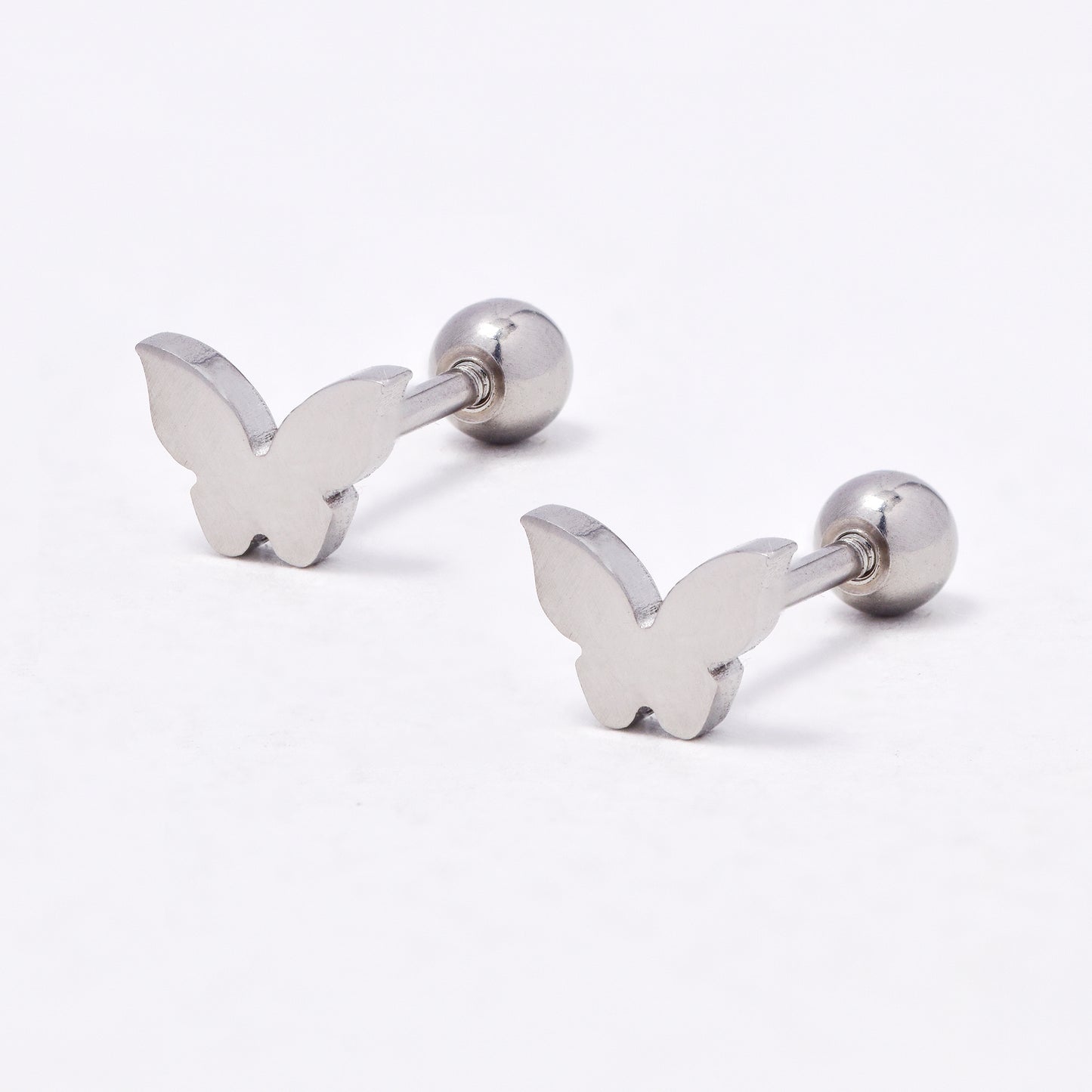 SSYBJ6670 - St Steel 2 pack 4mm x 6mm butterfly cartilage piercing