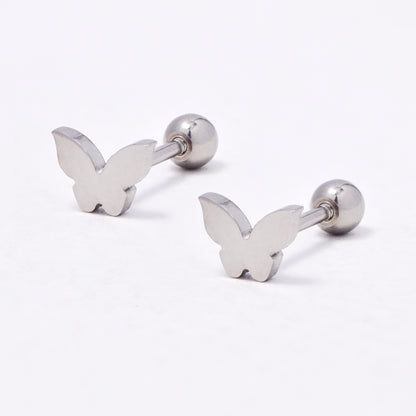 SSYBJ6670 - St Steel 2 pack 4mm x 6mm butterfly cartilage piercing