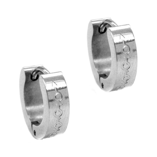 Stainless steel gender engraved huggie - SSYE028
