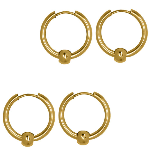 Buy 1 get 1 FREE - 2 Pair Stainless steel 19mm sleeper with ball - SSYE1226