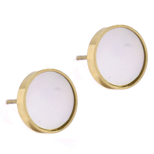 Stainless steel round mother of pearl stud