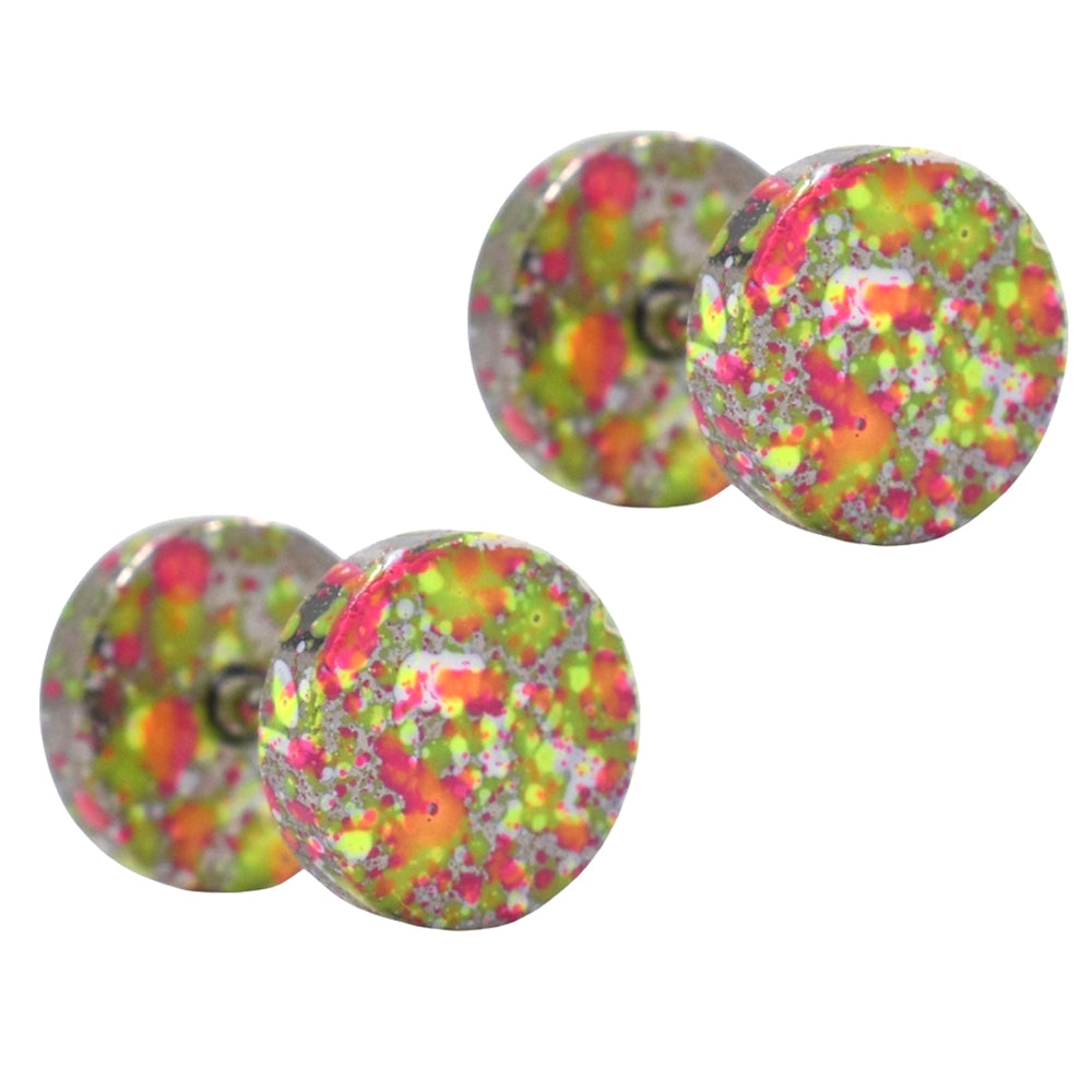 Stainless steel psychedelic 8mm dumbbell stud earrings - SSYE1523