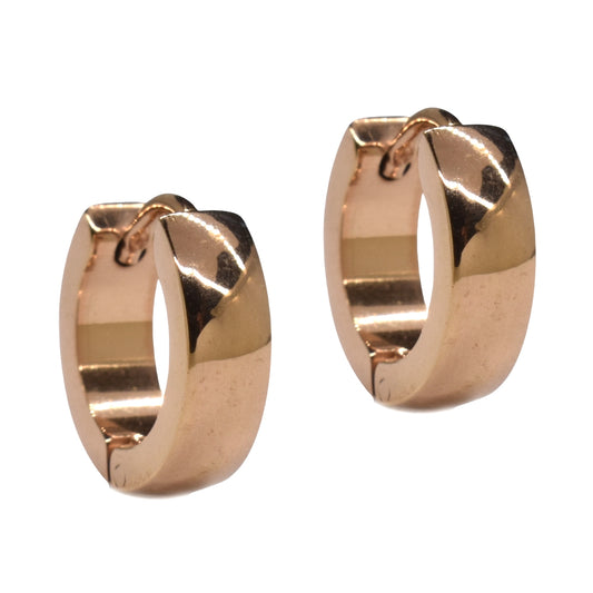 Stainless steel rose gold plated curved huggie earring - SSYE1527
