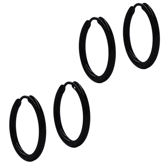 2 Pack 20 x 2mm black Stainless steel hinged hoop - SSYE1803