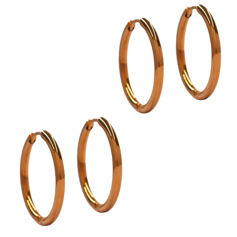 2 Pack 20 x 2mm rose gold Stainless steel hinged hoop - SSYE1809