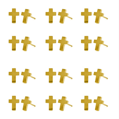 12 Pack Stainless steel black cross 8mm x 5mm stud earrings - SSYE2116