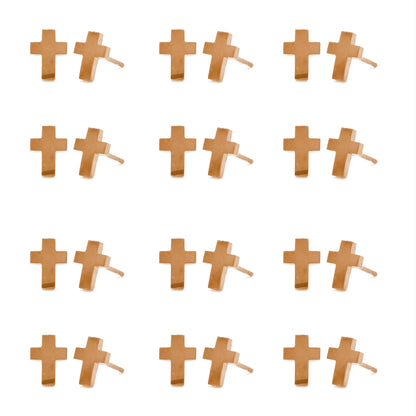 12 Pack Stainless steel black cross 8mm x 5mm stud earrings - SSYE2116
