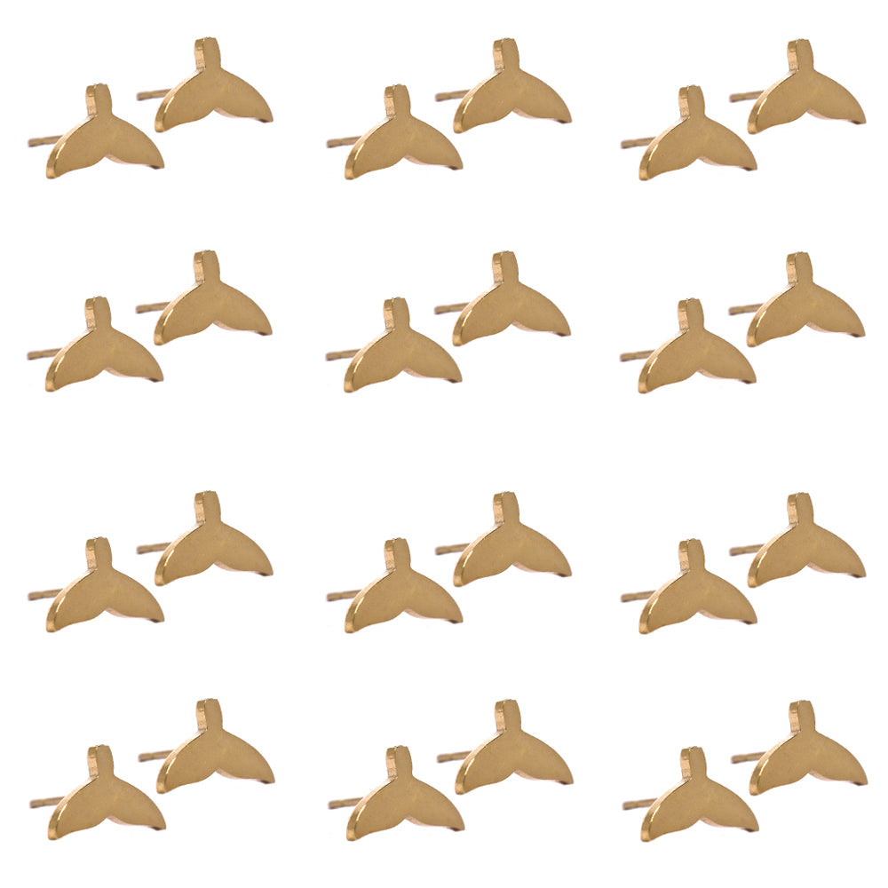 Stainless steel 12 pack whale tail studs - SSYE2125