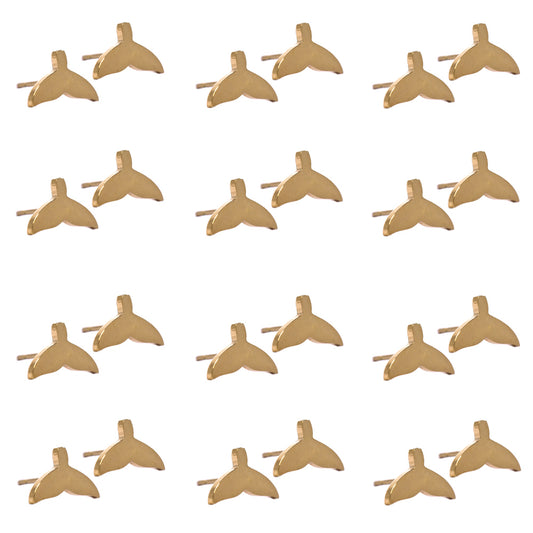 Stainless steel 12 pack whale tail studs - SSYE2125