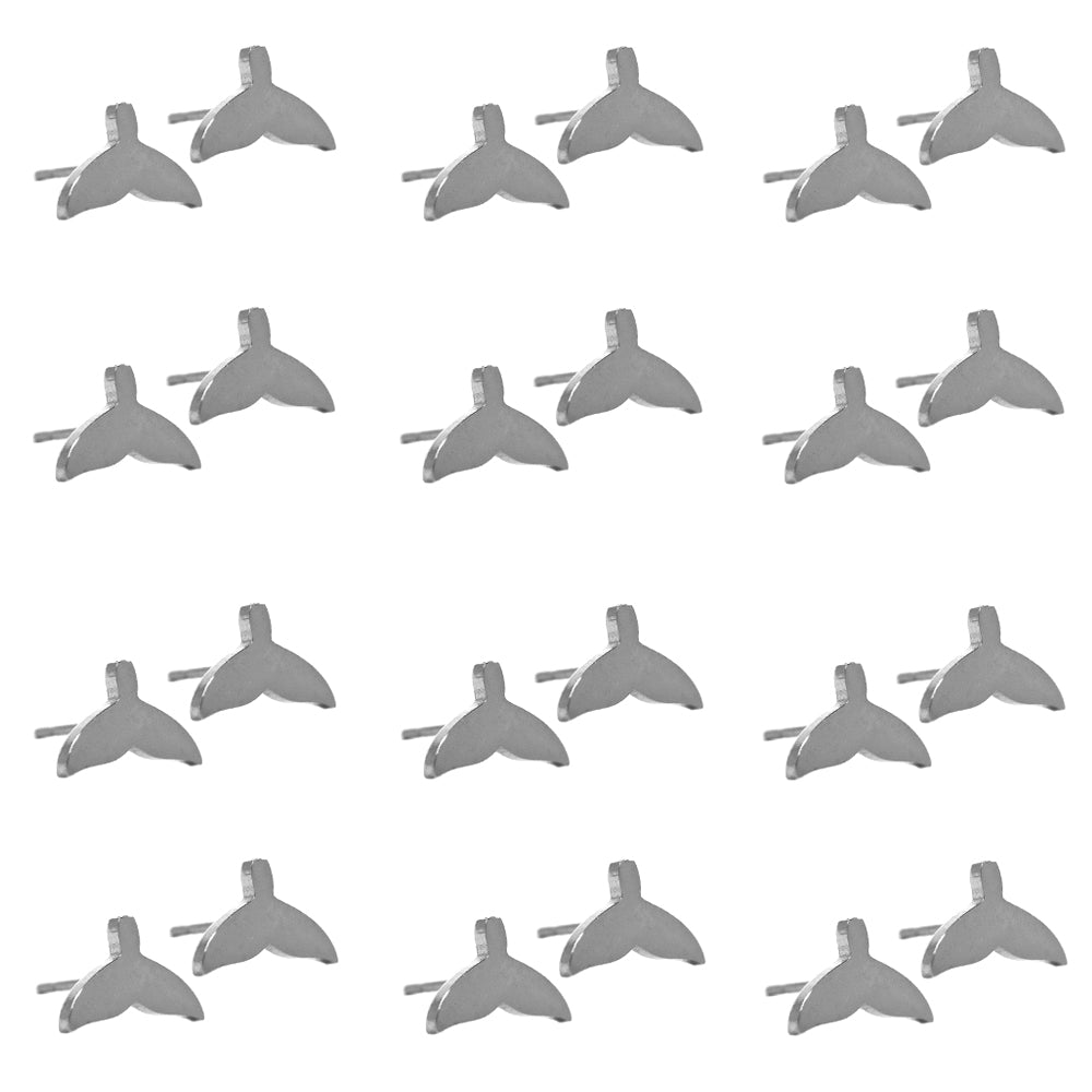 Stainless steel 12 pack whale tail studs - SSYE2125