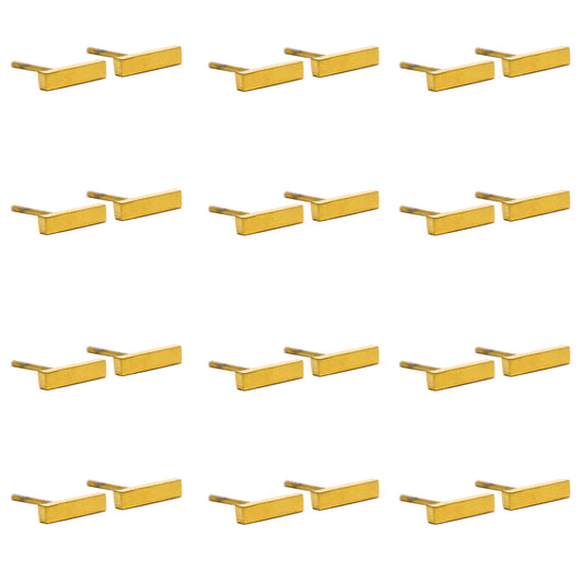 12 Pack Stainless steel 9mm x 2mm gold bar stud - SSYE2129