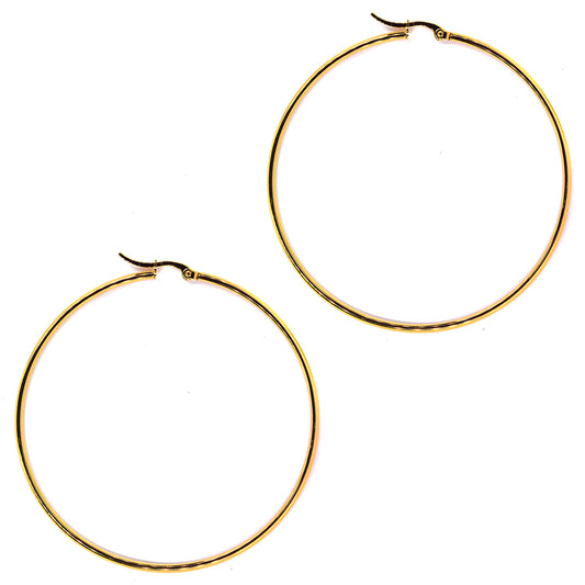 Stainless steel gold 70mm hoop - SSYE2149-70mm