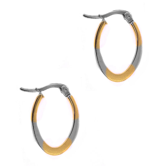 Stainless steel small 24mm x 16mm oval hoop - SSYE2196G