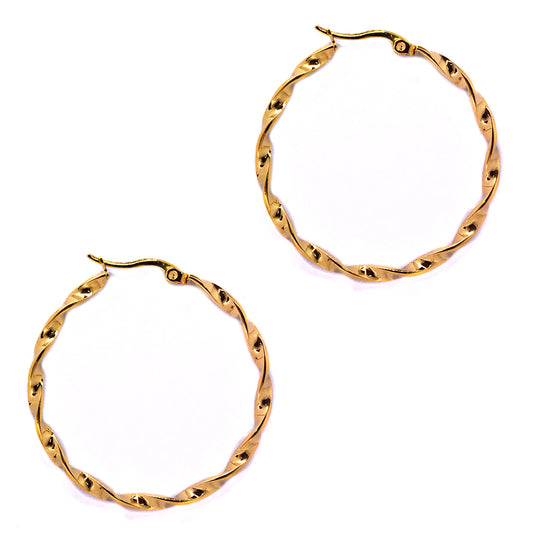Stainless steel 40mm x 2mm twisted hoop - SSYE2199