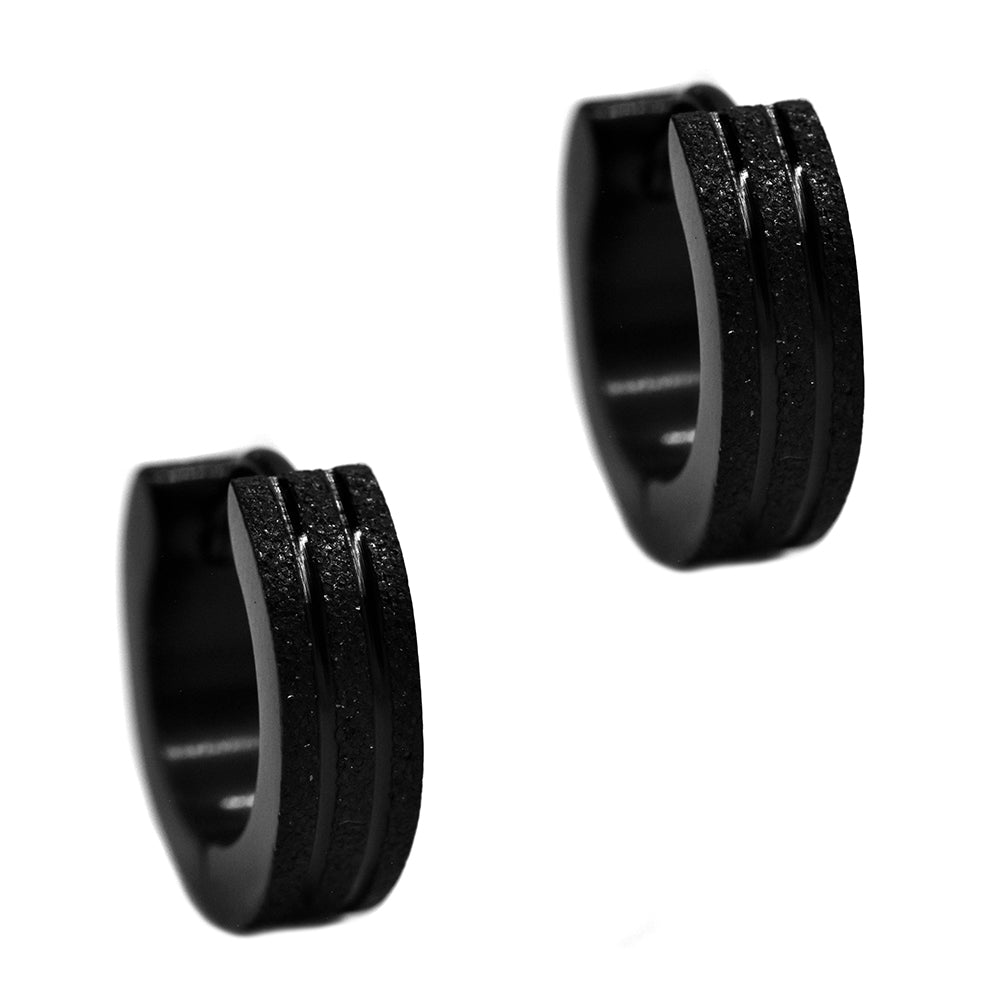 SSYE2209 - Steel 13mm x 4mm black iced huggie