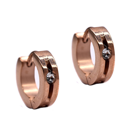 Stainless steel cubic zirconia huggie earrings - SSYE2217