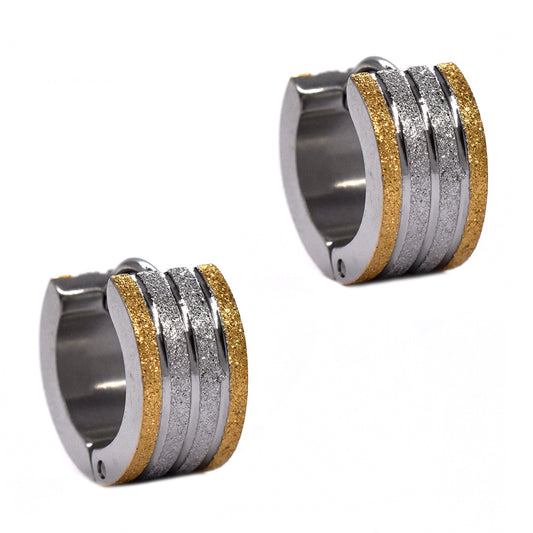 Stainless steel broad icing 13mm x 7mm huggie - SSYE2269