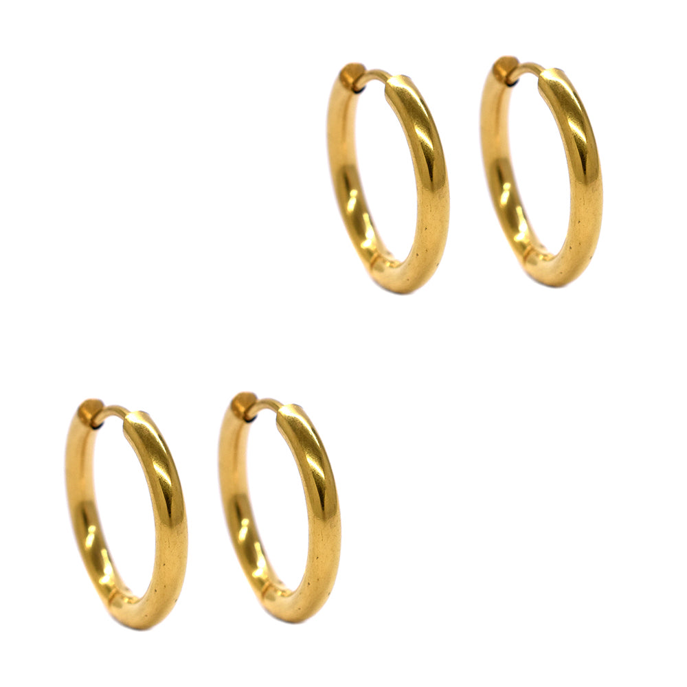 Buy 1 get 1 FREE - 2 Pair Stainless steel gold plated 17mm sleepers