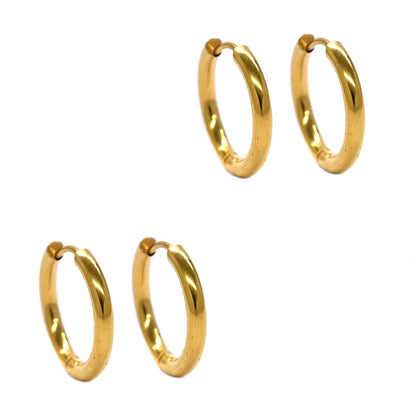 Buy 1 get 1 FREE - 2 Pair Stainless steel gold plated 17mm sleepers