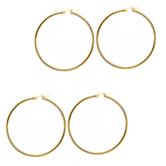 2 Pack Stainless steel gold 55mm hoop earring - SSYE3100