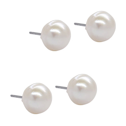 2 Pair 9mm Freshwater pearls with Stainless steel posts earring - SSYE3106