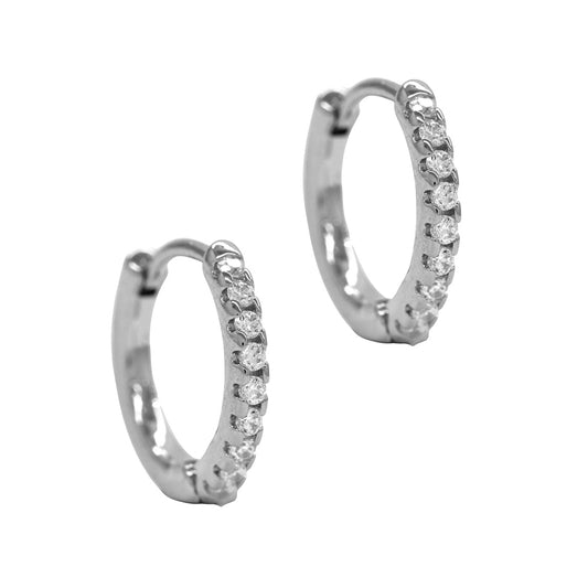 Stainless steel 10mm  cubic zirconia huggie earrings - SSYE3379
