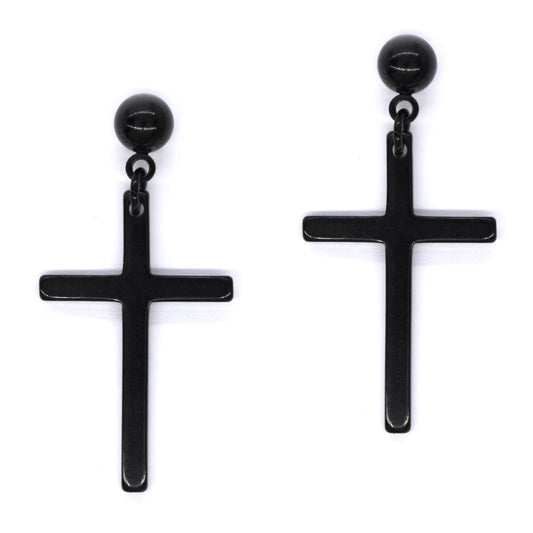 Stainless steel cross charm ball stud - SSYE4046