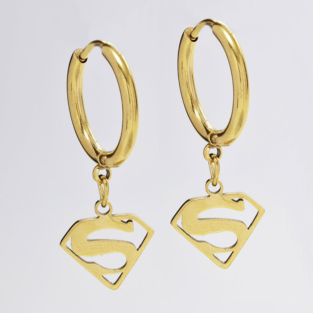 Stainless steel superman drop earring - SSYE4292