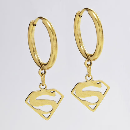 Stainless steel superman drop earring - SSYE4292