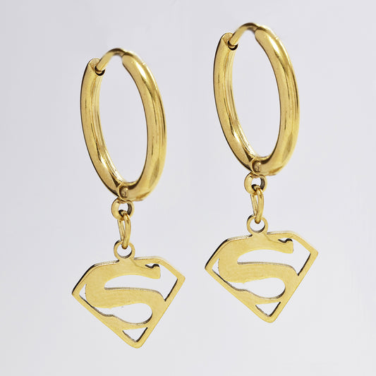 Stainless steel superman drop earring - SSYE4292