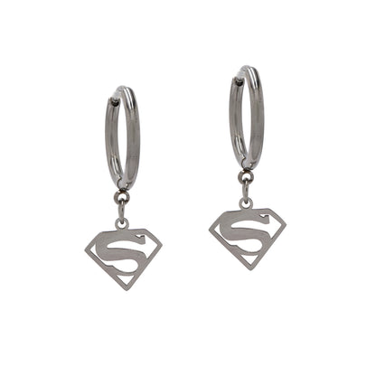 Stainless steel superman drop earring - SSYE4292